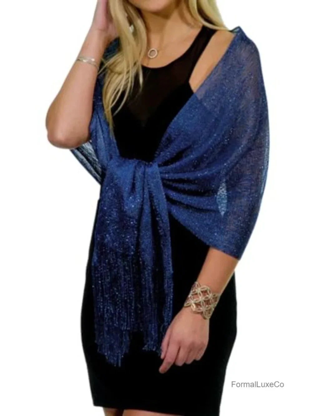 Metallic Glitter Shawl Wrap for Women - Lightweight Polyester Pashmina Evening